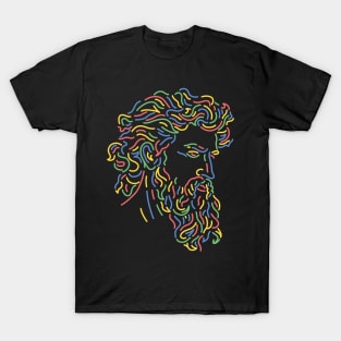 Colorful Greek God Silhouette Drawing T-Shirt